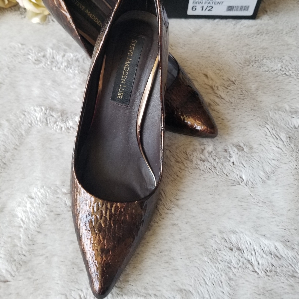 Steve Madden Luxe L-Kacey Brown Patent Size 6 1/2 High Heels